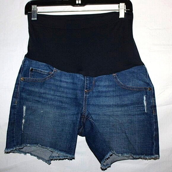 Sonoma Maternity Jean Shorts Size 2 – Distressed  Hem, Stretch Panel THRASHED - Picture 1 of 9